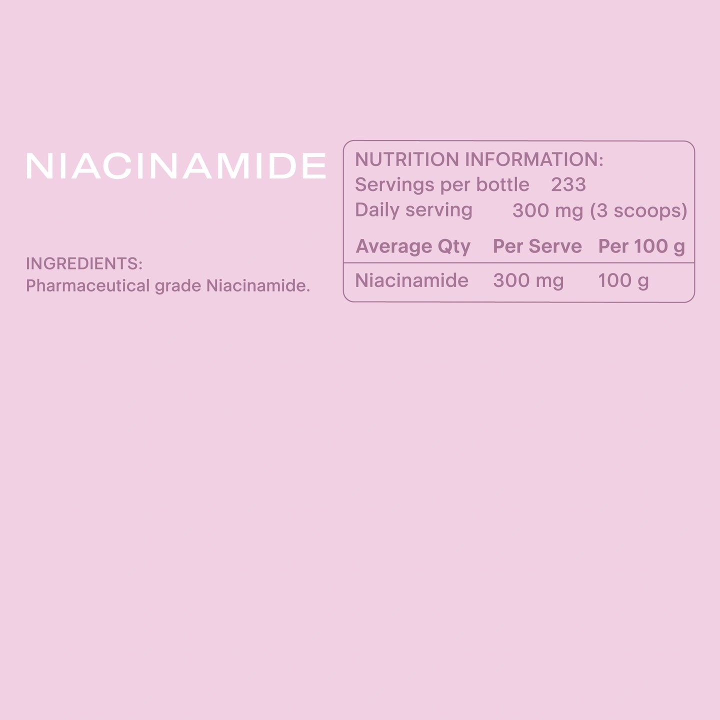 Niacinamide – Unflavoured – Buy Online | Saturée Australia